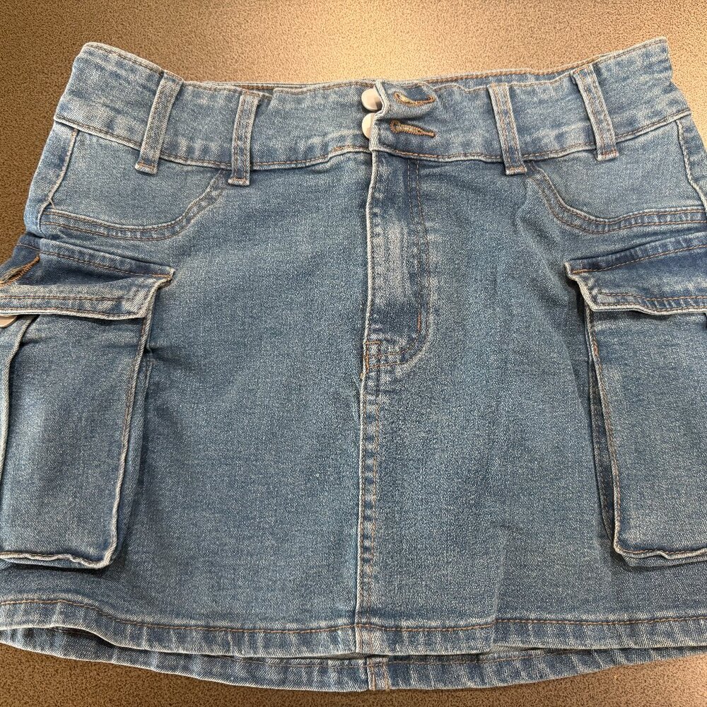 Lillusory Women Denim Mini Cargo Skirt